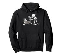 Pit Bull Skeleton Bone Chase Funny Halloween Dog Humor Pullover Hoodie