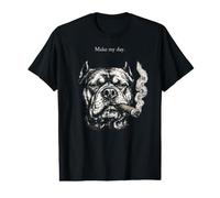Pit Bull Smoking Cigar Make My Day Dog Design Value Graphic T-Shirt