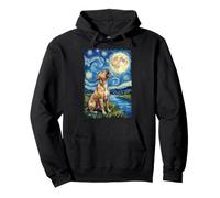 Pit Bull Starry Night Howling Pullover Hoodie