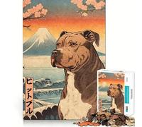 Pit Bull Terrier Woodblock Jigsaw Puzzles for Adults1000 Pieces Improve Memory Relax Mind Sharp Edge Art Collection Piece (38x26cm)