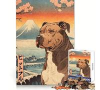 Pit Bull Terrier Woodblock Jigsaw Puzzles for Adults1000 Pieces Improve Memory Relax Mind Sharp Edge Art Collection Piece (38x26cm)