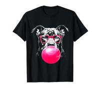 Pit Bull w/Glasses and Bubble Gum Pittie Puppy Dog Pitbull Value Graphic T-Shirt