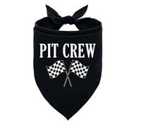Pit Crew Dog Bandana - Checkered Flags Race Car Flag - Funny Cute Triangle Scarf for Large Dogs (L)