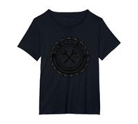 Pit Crew Life: Go FTE Mechanic Pride Tire Emblem T-Shirt, Women's Plus, Black, 1X