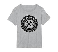 Pit Crew Life: Go FTE Mechanic Pride Tire Emblem T-Shirt, Women's Plus, Heather Grey, 1X