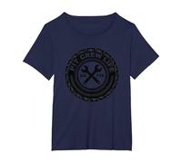 Pit Crew Life: Go FTE Mechanic Pride Tire Emblem T-Shirt, Women's Plus, Navy, 1X