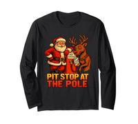 Pit Stop at The Pole Santa Reindeer Fuel Technician Winter Long Sleeve T-Shirt