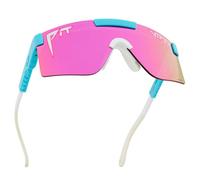 Pit Viper Sunglasses I The Original 2.0 I Wide Fit I HDPV Polarized Lens, Indestructible Frame I Turbo Adjustable for Perfect Fit I Micro Fiber Bag & Retainer Straps I Pink Lens, Light Blue Frame