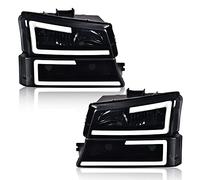 PIT66 LED Headlight, Compatible with Chevy Silverado 1500 2500 3500 HD Model 03-06/Fit Avalanche 1500 2500(Fit No Cladding only) 03-06/Fit Silverado 1500 2500 3500, 2007