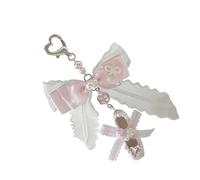 Pitadue Elegant Imitation Pearls Butterfly Bowknot Charm for Handbags Fashionable Purse Accessory with Comfortable Feel Phone Chain Accessory