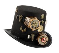 Pitadue Felts Top Hat With Adjustable Monocular Goggles And Metal Chain Halloween Costume Headwear For Themed Party Outfits Victorian Eyepatch Felts Hat