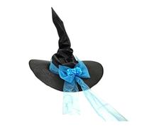 Pitadue Halloween Witch Hat Bowknot Wizard Caps For Women Girls Wizard Cosplay Costume Accessories Light Up Pointed Hat Gifts