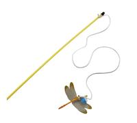 Pitadue Multicolored Dragonflies Cats Teaser Exercise Toy with Bells Interactive Teasing Wand for Kitten Playtimes Activity Short Handle Cats Teaser Wand