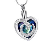 Pitadue Pet Jewelry Heart Shaped Cremation Urn Accented Ashes Storage Chain Steel Necklace