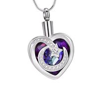 Pitadue Pet Jewelry Heart Shaped Cremation Urn Accented Ashes Storage Chain Steel Necklace
