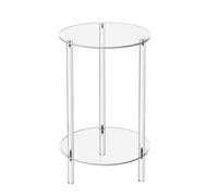Pitadue Portable Clear Acrylic End Table With 2 Tiers Of Storage Home Accessory Compact Side Table For Bedroom And Living Room