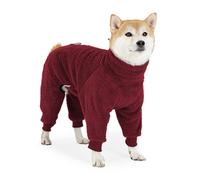 Pitadue Soft Fleece Dog Pajamas Full Coverage Four Leg Outfit Stretchy Comfortable Jumpsuit Winter Indoor Outdoor Breeds Wear Double Side Dog Coat