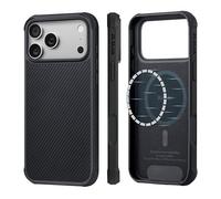 PITAKA iPhone 17 Pro Magnetic Sensitive Camera Button Case Aramid Fibre Woven & TPU Combined Full Wrap Protection with Reinforced Corners [Military Grade Protective Case] Black