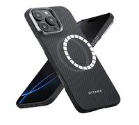 PITAKA Magnetic Case for iPhone 16 Pro Lightweight and Thin Aramid Fibre Protective Case with Premium Texture and Frameless Feel [MagEZ Case 5-Ultra Slim] Black/Grey