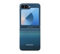 PITAKA Z Flip6 and Z Flip7 FE Wireless Charging Case Ultra Thin and Light Magnetic Case with Non-slip 3D Texture Aramid Fibre Made [MagEZ Case 5] Moonrise