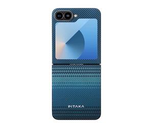 PITAKA Z Flip6 and Z Flip7 FE Wireless Charging Case Ultra Thin and Light Magnetic Case with Non-slip 3D Texture Aramid Fibre Made [MagEZ Case 5] Moonrise