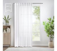Pitalk 80 Inch Curtains for Living Room 2 Panel Set Back Tab Pocket Pleated Look Extra Wide Long Drape White Linen Curtain for Sliding Door Patio Door Girls Closet Bedroom Modern Farmhouse Decor 60x80