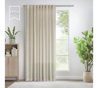 PiTalk Pitalk Rustic Farmhouse Curtains 60 Inch Wide Living Room Extra Large Beige Linen Drapes Semi Sheer Room Divider Curtain Patio Sliding Glass Door 2 Panel Back Tab Pocket Width 60 x 96 Long Tan