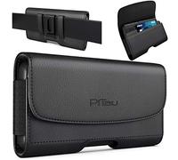 PiTau Holster for Samsung Galaxy Ultra S25 S24 S23 S22 S21 S20 A73 A54 A53, Phone Belt Clip Holder Case for Google Pixel Pro XL 9 8 7 6 4 3, Men's Big Cellphone ID Card Carrying Pouch, Black X-Large