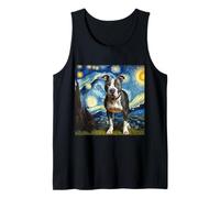 Pitbull Animal Funny Pit Bull Starry Night Van Gogh Style Tank Top
