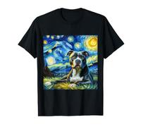 Pitbull Animal Funny Pit Bull Starry Night Van Gogh Style Value Graphic T-Shirt