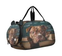 Pitbull Book Teal Kids Travel Duffel Bag for Boys Girls Overnight Weekend Tote Bag with Shoes Compartment for Sleepover Trip Beach