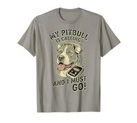 Pitbull Calling I Must Go Funny Pittie Dog Lover Owner T-Shirt