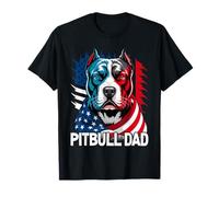 Pitbull Dad American Flag 4th of July Dog Father’s Day Mens T-Shirt