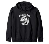 Pitbull Dad American Flag Zip Hoodie
