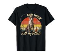 Pitbull Dog Retro Vintage Fathers Day Funny Fisherman T-Shirt