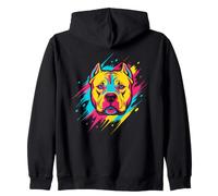 Pitbull Dog Synthwave Retrowave Zip Hoodie