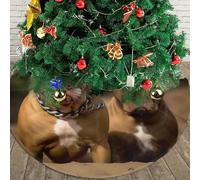Pitbull Dogs Christmas Tree Skirt 30" Plush Soft Artificial Tree Mat Cover Merry Christmas Xmas Tree Skirt for Christmas Decoration Holiday Indoor Outdoor Winter Party Decor