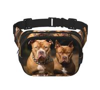 Pitbull Dogs Fanny Pack For Women Waterproof Adjustable Belt Bags Waist Pack Fashion Casual Crossbody Bags Bum Bag For Running Workout Hiking Traveling, Black, One Size