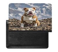 Pitbull Dogs Passport Holder Lightweight Passport Protector Wallet Cover for Travel Waterproof Card Case for Men