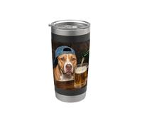 Pitbull Drinking Beer Funny Pitbull Dog Meme Stainless Steel Insulated Tumbler