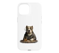 Pitbull Drinking Whiskey Vintage Bad Attitude Men Liquor Case for iPhone 15