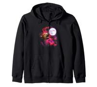 Pitbull howling at the moon pink purple Zip Hoodie