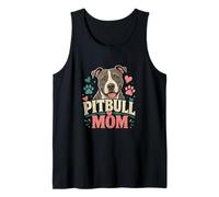 Pitbull Mom Funny Dog Lover Paw Marks Heart Tank Top