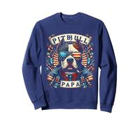 Pitbull Papa with Patriotic American Flag Dog Pet For Men Sweatshirt