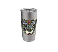 Pitbull Sugar Skull Día de Los Muertos Stainless Steel Insulated Tumbler