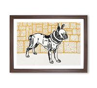 Pitbull Terrier by Moriz Jung Framed Print | A2 Walnut Framed Wall Art | Ready to Hang | Modern Animal Picture | Living Room Bedroom Lounge Office