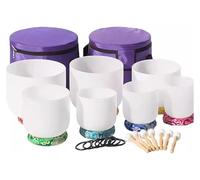 Pitch 432hz /440hz chakra set of 7 crystal carrying bowls from 7 to 12 carrying cases and silk brocade cushion (color: 432 hz) (432 hz)