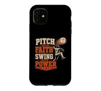 Pitch With Faith Swing With Power Baseball Bible Verse Faith Case for iPhone 11