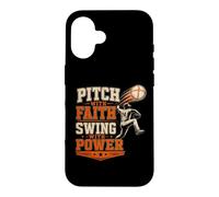 Pitch With Faith Swing With Power Baseball Bible Verse Faith Case for iPhone 16