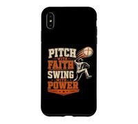 Pitch With Faith Swing With Power Baseball Bible Verse Faith Case for iPhone XS Max